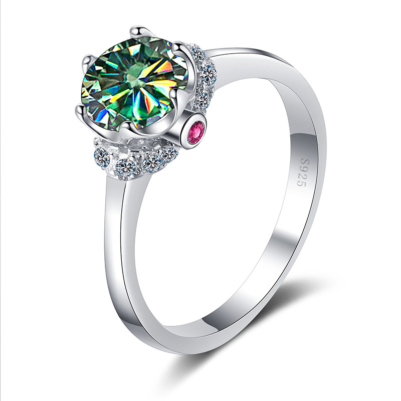 Color un quilate de anillo de piedra de morsa rosa D color VVS joyería exclusiva transfronteriza