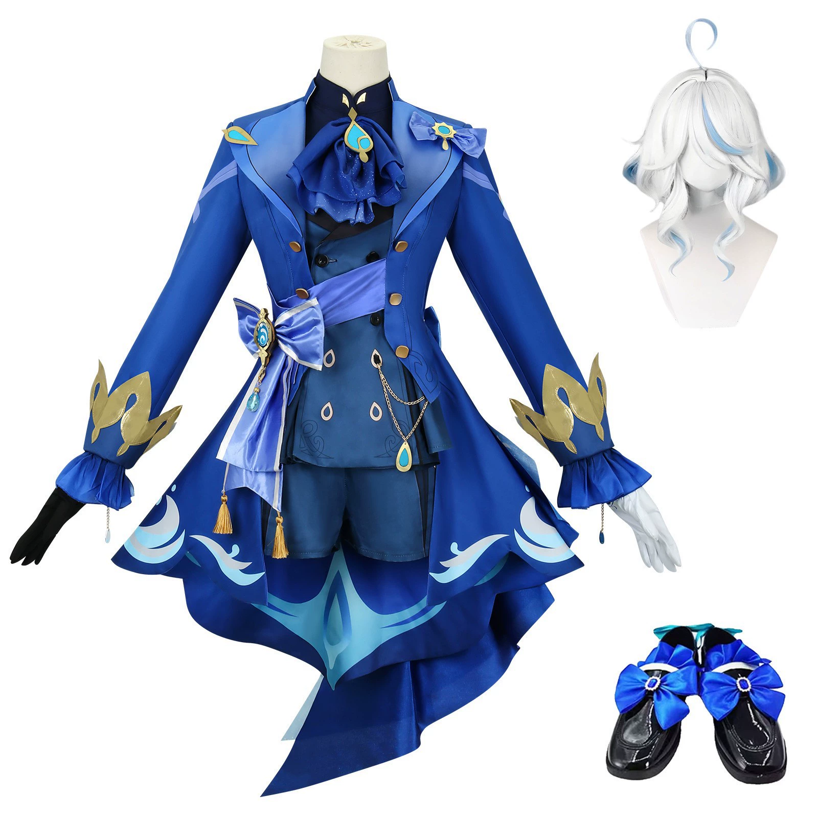 Cosplay Costume Water God Tister — Full Outfit with Wig & Accessories, One Size