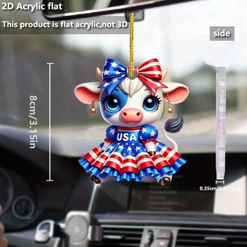 Новый трансграничный кулон в виде коровы на День независимости, украшение для автомобиля, кулон для рождественской елки, акриловый плоский кулон для рюкзака