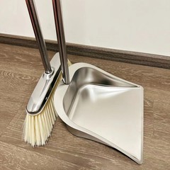 Stainless steel dustpan household single iron shovel broom set trash scoop indoor high-end broom dustpan
