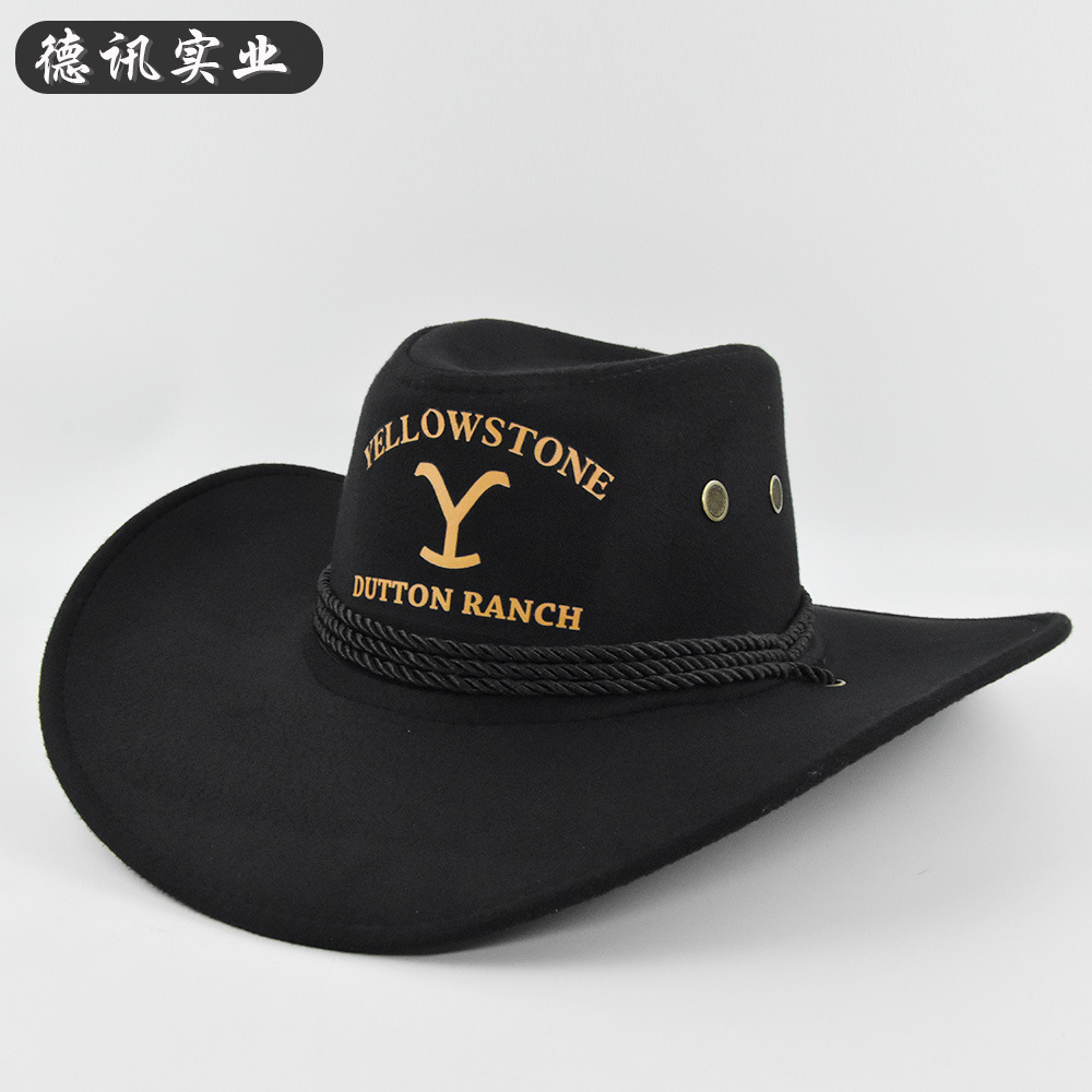 欧美YELLOWSTONE弯檐牛仔帽复古爵士帽黄石牛仔帽骑士帽