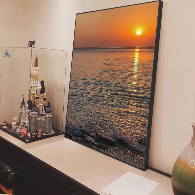 Korean Niche Hanging Painting, Warm Sea Sunrise, Bedroom Bedside Decoration Painting, Sofa Background Photography Wall Hanging Painting