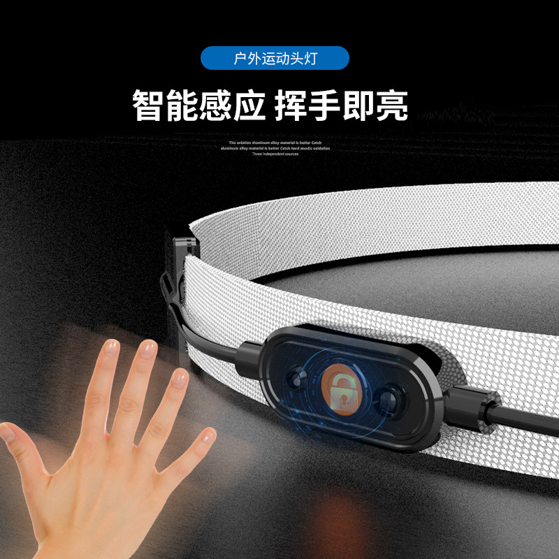 Faro transfronterizo de carga de inducción fuerte luz súper brillante luz de pesca nocturna impermeable al aire libre ligero linterna montada en la cabeza al por mayor