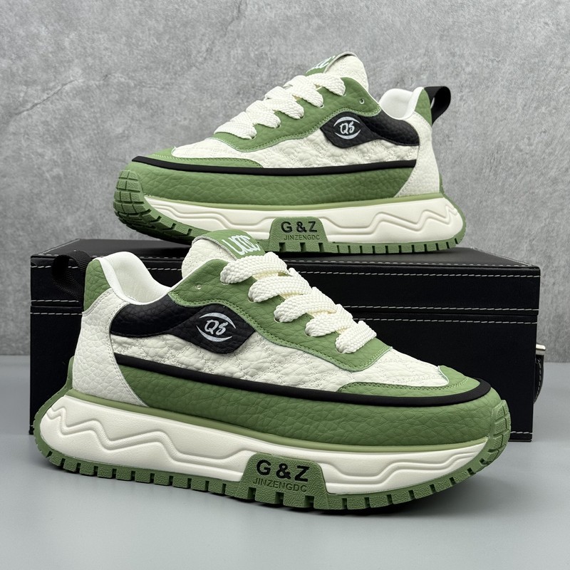 2025冬季新款男士厚底休闲板鞋拼接时尚潮流轻奢百搭高级感男鞋潮