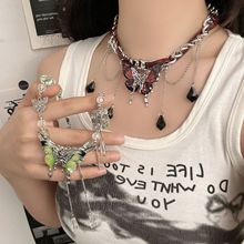 朋克风街头choker蝴蝶项链女高级感锁骨链亚文化y2k饰品项圈配饰