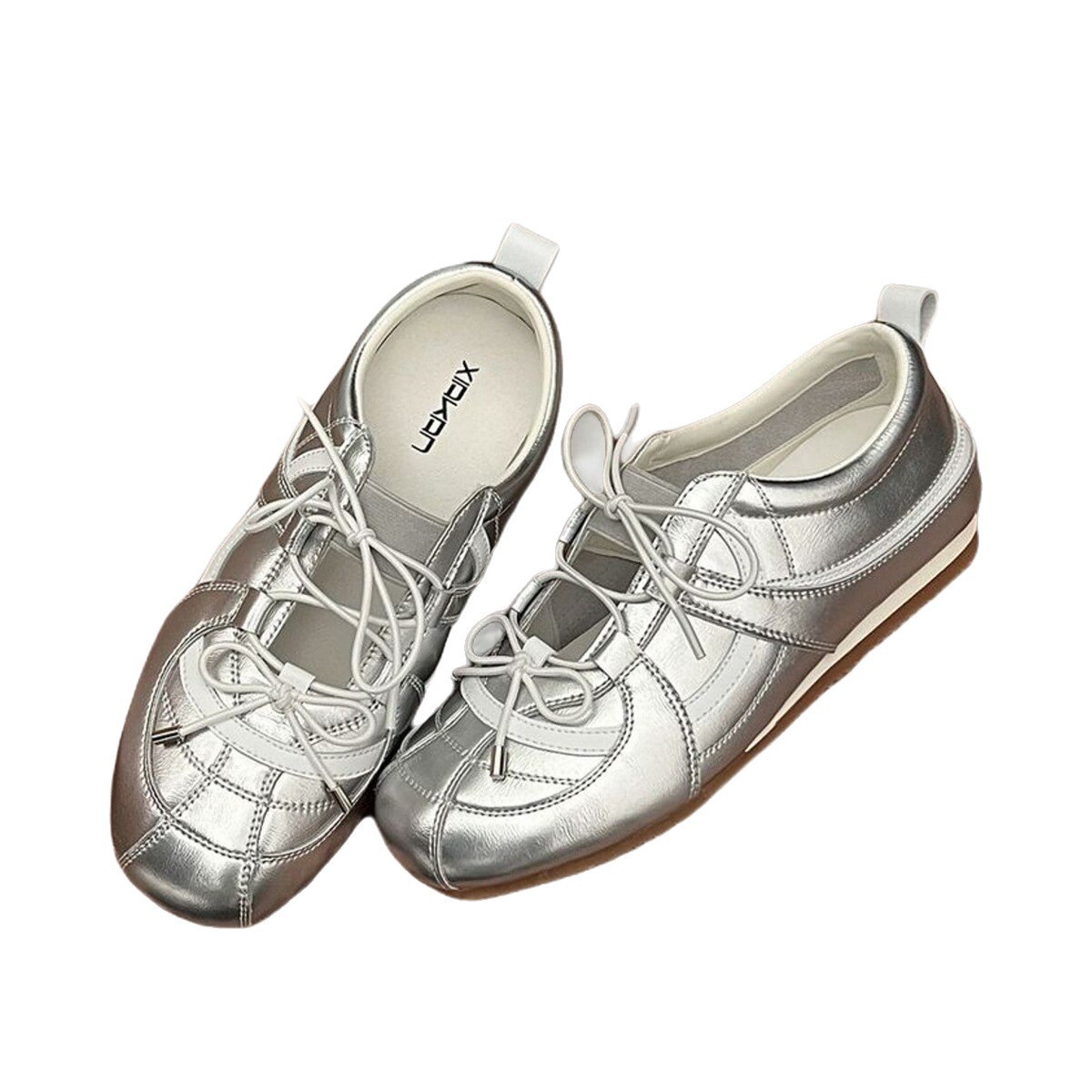 Silver Mary Jane Ballet Flats With Soft Sole For Extra Comfort_voghion.com