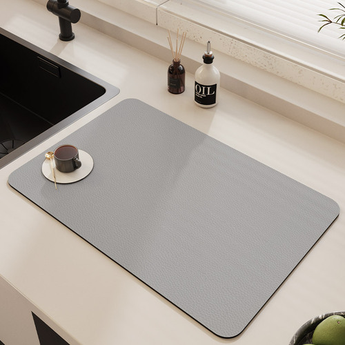 Cross-border technology leather kitchen absorbent mat countertop storage drain mat wipeable no-wash coffee machine mat non-slip drying mat