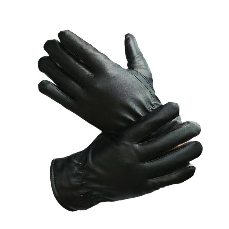 Guantes de cuero para hombres de invierno a prueba de viento, impermeable, guantes de motocicleta caliente, pantalla táctil de invierno