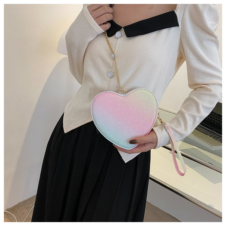 Women's New Heart Shaped Box Bag Chain Bag Fashion Shoulder Bag Crossbody Bag Solid PU_voghion.com