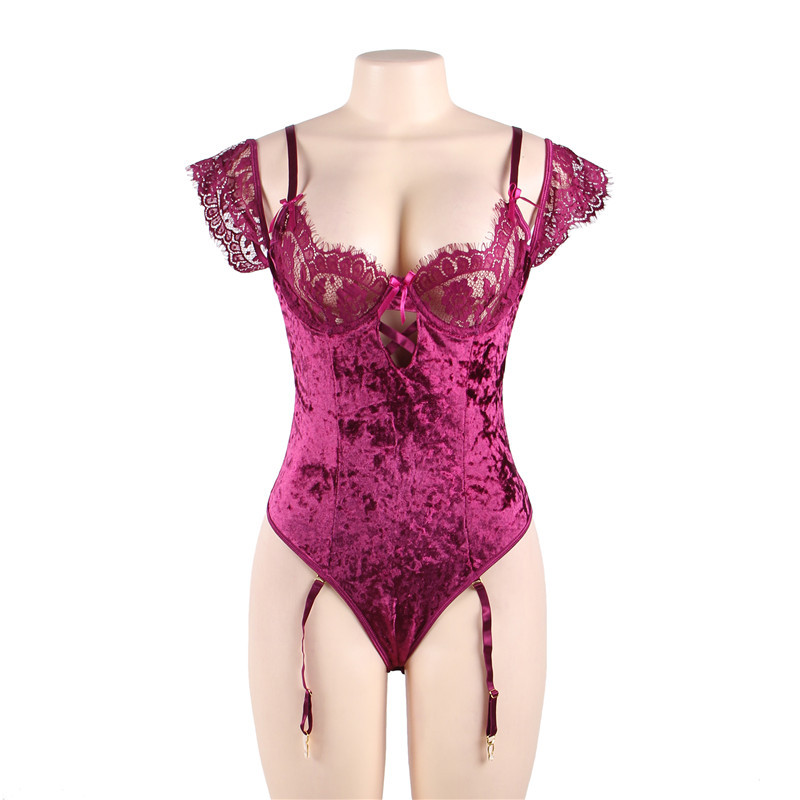 Sexy Lingerie Grande Taille seethrough creux rose rouge Sexy Salopettepicture1