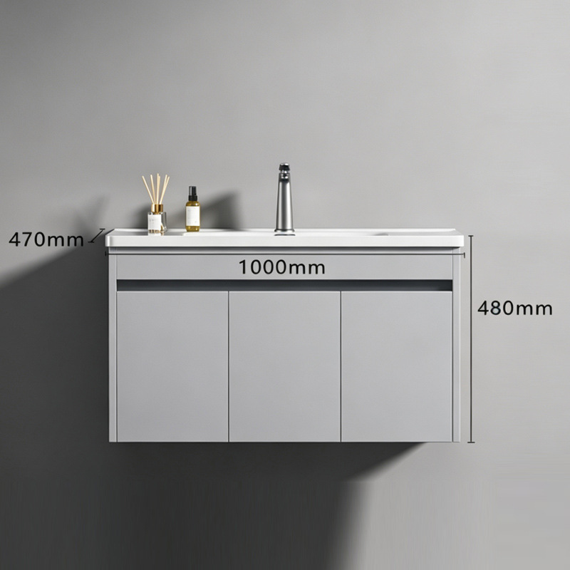 Mueble de Baño con Lavabo de Acero Inoxidable y Cerámica, Desempañado Inteligente, Suspendido de Pared, para Baño image 15