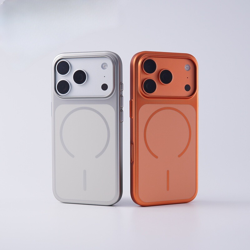 Iphone17Promax Simple Solid Color Electroplated Thin Ring Magnetic Phone Case Suitable for Apple 16 Anti-Fall Protective Cover