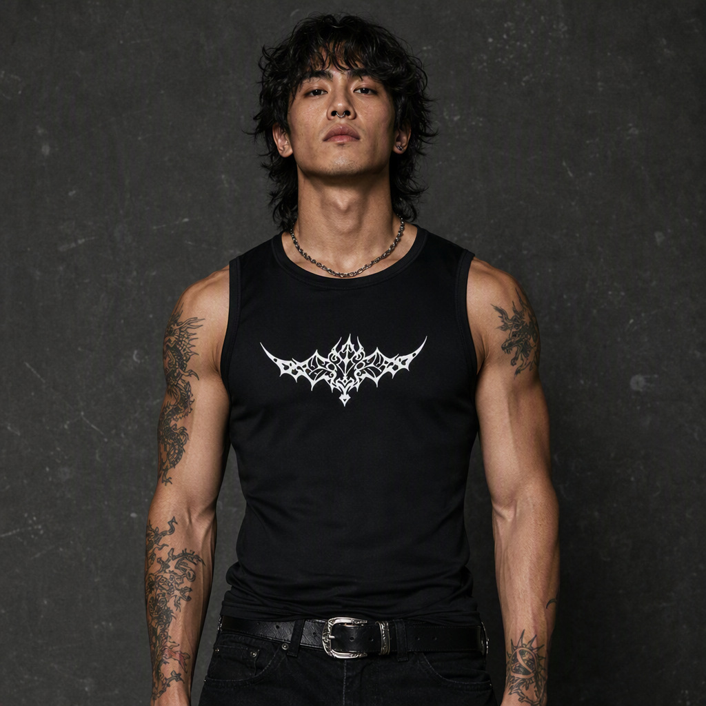 Y2K American Retro Dark Style Gothic Punk Harajuku Subculture Print Vintage Casual Vest Quick-Drying