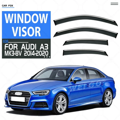 Suitable for Audi A3L sedan rain shield rain eyebrow Audi A3L sedan Window visor (Rain shield) - standard-packing-without-logo-audi-a3-sedan-global-mk3-8v-2014-2020-pc-with-bright-strip-rain-shield