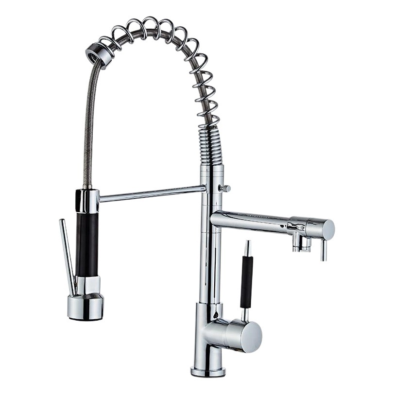Grifo de cocina de alta presión de doble uso con resorte - Extraíble, para fregadero de agua caliente/fría, grifo de ducha retráctil para fregadero de vegetales - Producto transfronterizo