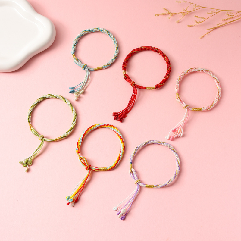 New Zodiac Year Lucky Five-Color Rope Bracelet Cartoon Couple Handmade Woven Five-Color Couple Reincarnation Rope