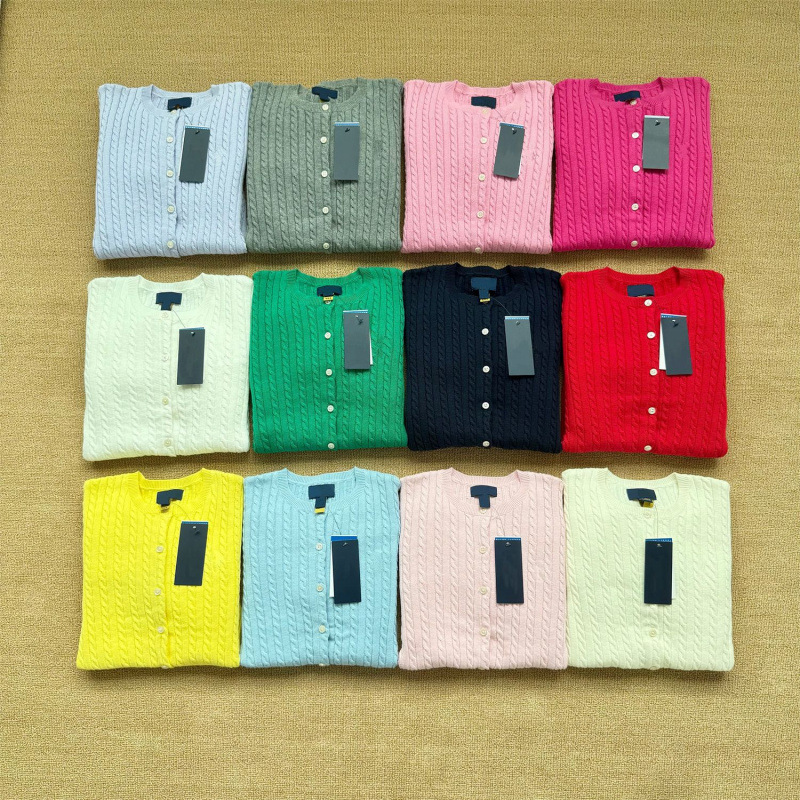 Rl Ralph Lauren Logo Embroidery, Girls' Style, Pure Cotton Cable Knit Cardigan Jacket