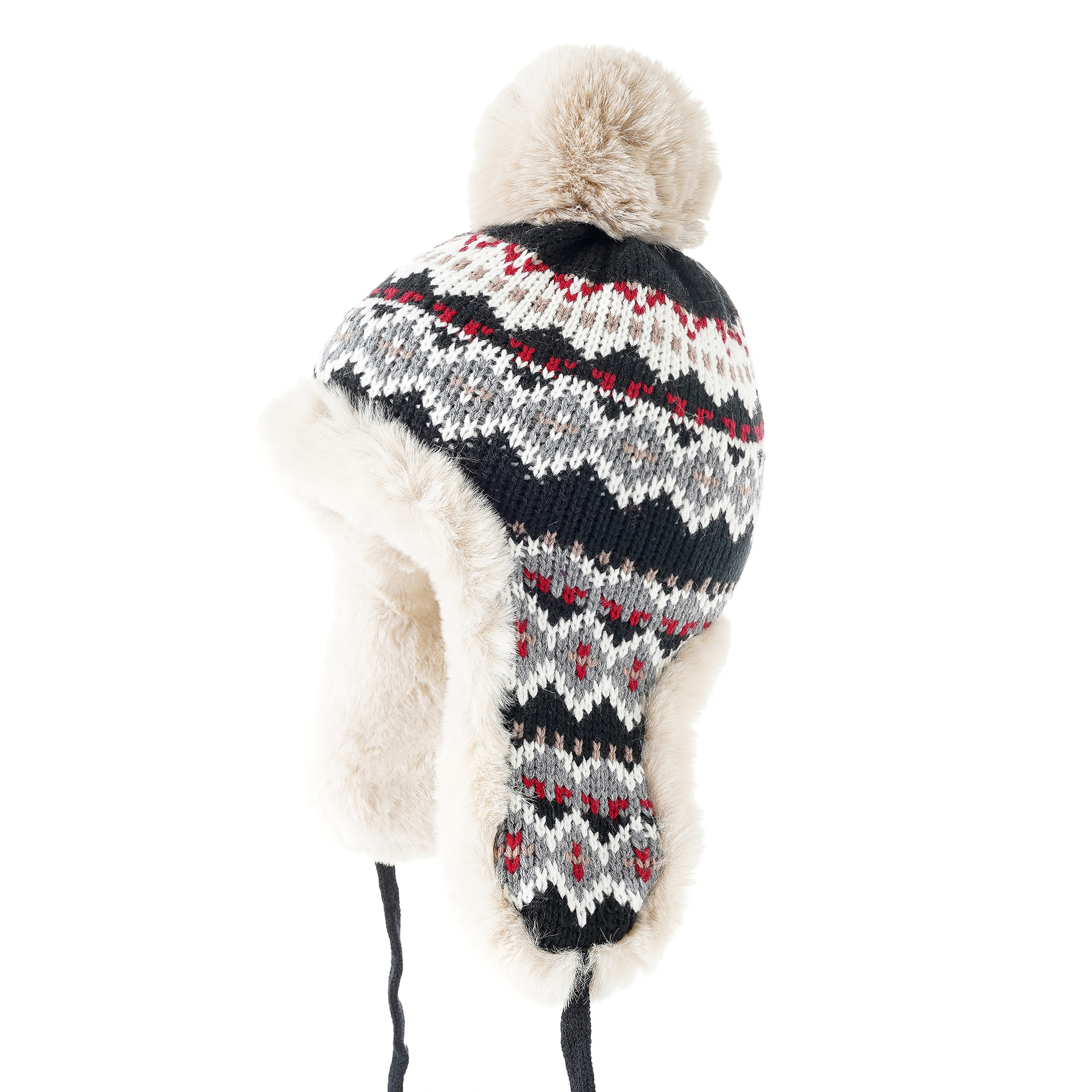 Sombrero de lana coreano lindo Lei Feng sombrero femenino Otoño e Invierno protección del oído cálido punto invierno nieve Bola de piel sombrero de lana