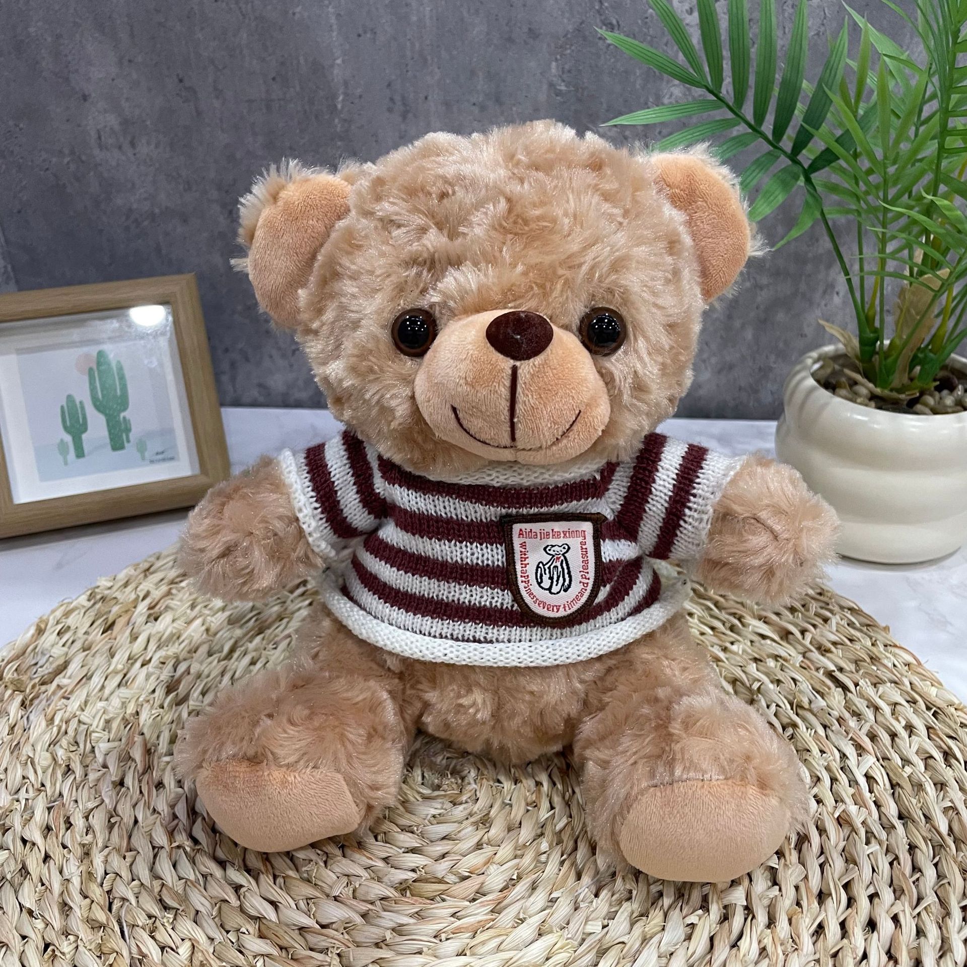 Teddy Bear se puede imprimir LOGO evento de vacaciones muñeca regalo para el hogar adornos de escritorio abrazar juguetes de peluche