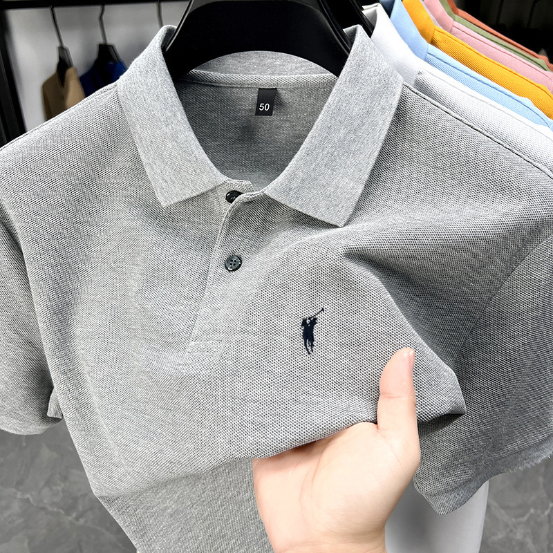 ポール100% 綿tシャツ男性ビジネスカジュアル純綿poloシャツが襟を返しています。|undefined