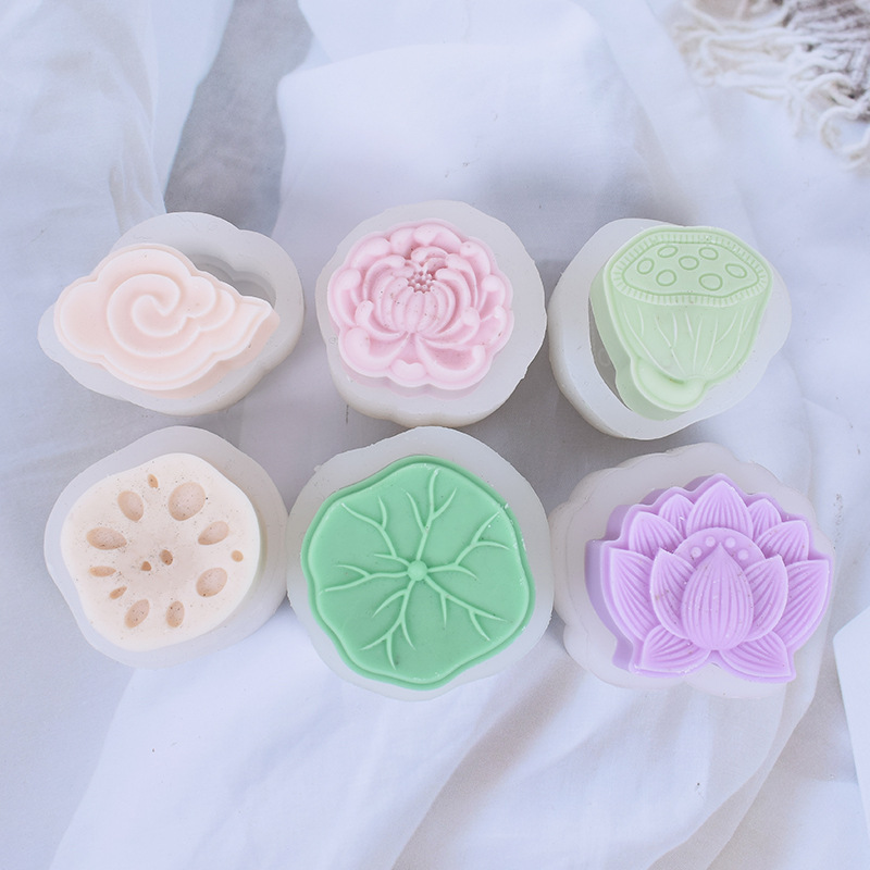 Lotus lotus leaf lotus root Lotus Flower chrysanthemum Xiangyun silicone mold dessert cake decoration mold baking utensils