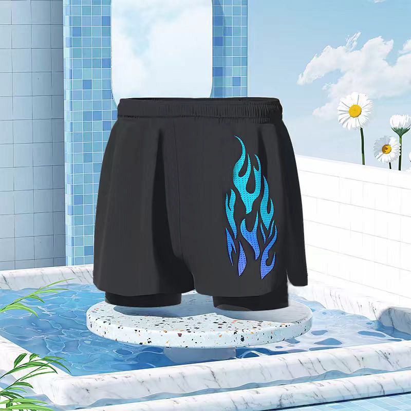 Pantalones de baño para hombres 2025 nuevos pantalones de baño sueltos profesionales de doble capa anti-avergonzado traje de baño de playa equipo de baño