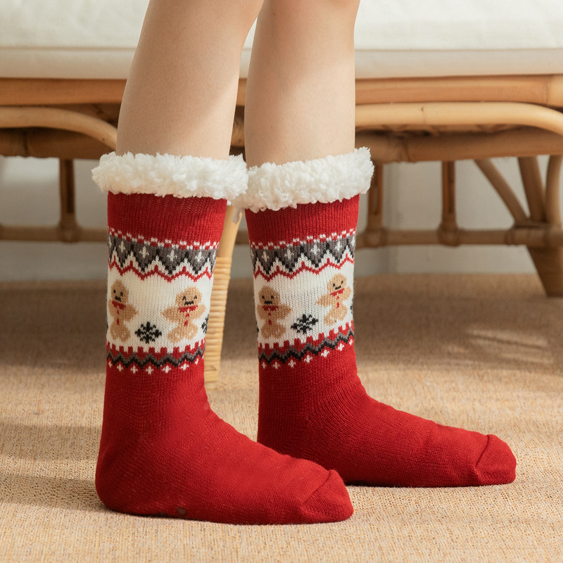 Calcetines de Lana de Cordero para Mujer, Calcetines de Interior para Adultos, Calcetines de Casa Forrados de Felpa y Engrosados, Antideslizantes para Adultos.