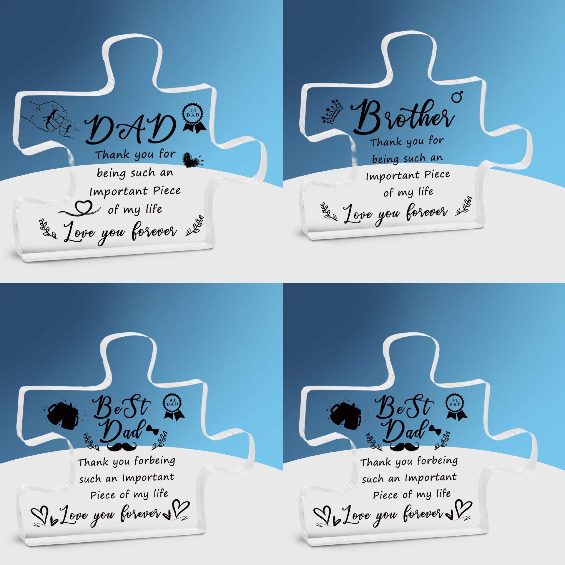 跨境新款现货父亲节高透明亚克力可加工激光切割雕刻现货UV印