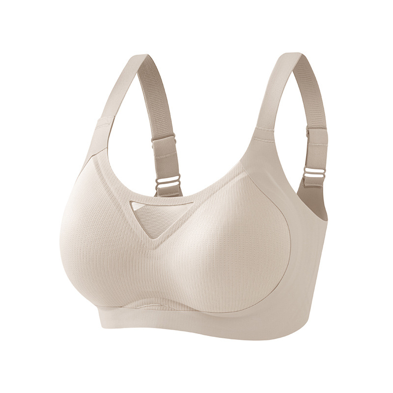 Gran tamaño hueco, ropa interior de soporte suave ligera, damas sin anillo de acero, sujetador anti-caída, sujetador de copa fija