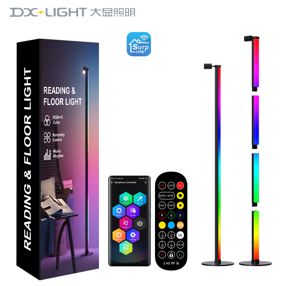 Luz de cabecera de cama para proteger los ojos, luz de piso integral para leer, luz de lujo ligera para la sala de estar, luz de piso para proteger los ojos con Bluetooth APP plug-in