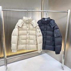 高版本 米兰潮牌P家袖子口袋三角标铁牌白鸭绒加厚保暖羽绒服外套