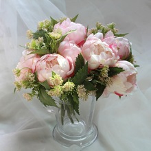 歐式仿真花 白色粉色芍葯牡丹婚慶假花 家居裝飾花擺配材新娘手捧