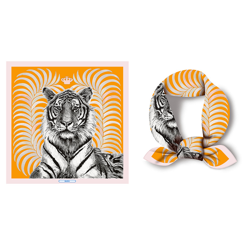 Women's Pastoral Tiger Imitated Silk Printing Silk Scarf display picture 5