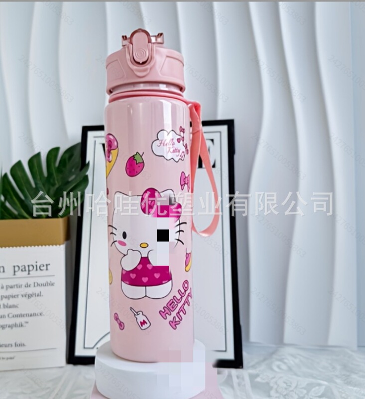 跨境2025新款女杯子设计感小众带吸管杯高颜值茶杯卡通图案大水杯|undefined