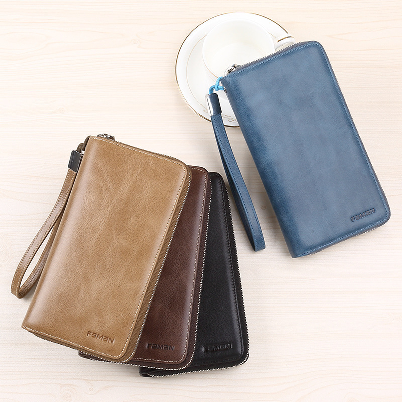 Cartera directa de fábrica 2025 nuevo embrague funda para tarjeta de banco billetera multifuncional de gran capacidad de cuero para hombre largo