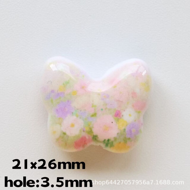 炫彩UV印花蝴蝶图案散珠diy手机链手链链条串珠饰品配件|undefined