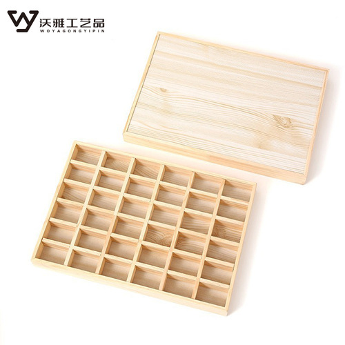  All Solid Wood Empty Tray Jewelry Storage Tray, Bracelet and Necklace Accessory Display Prop, Antiquity Grid Storage