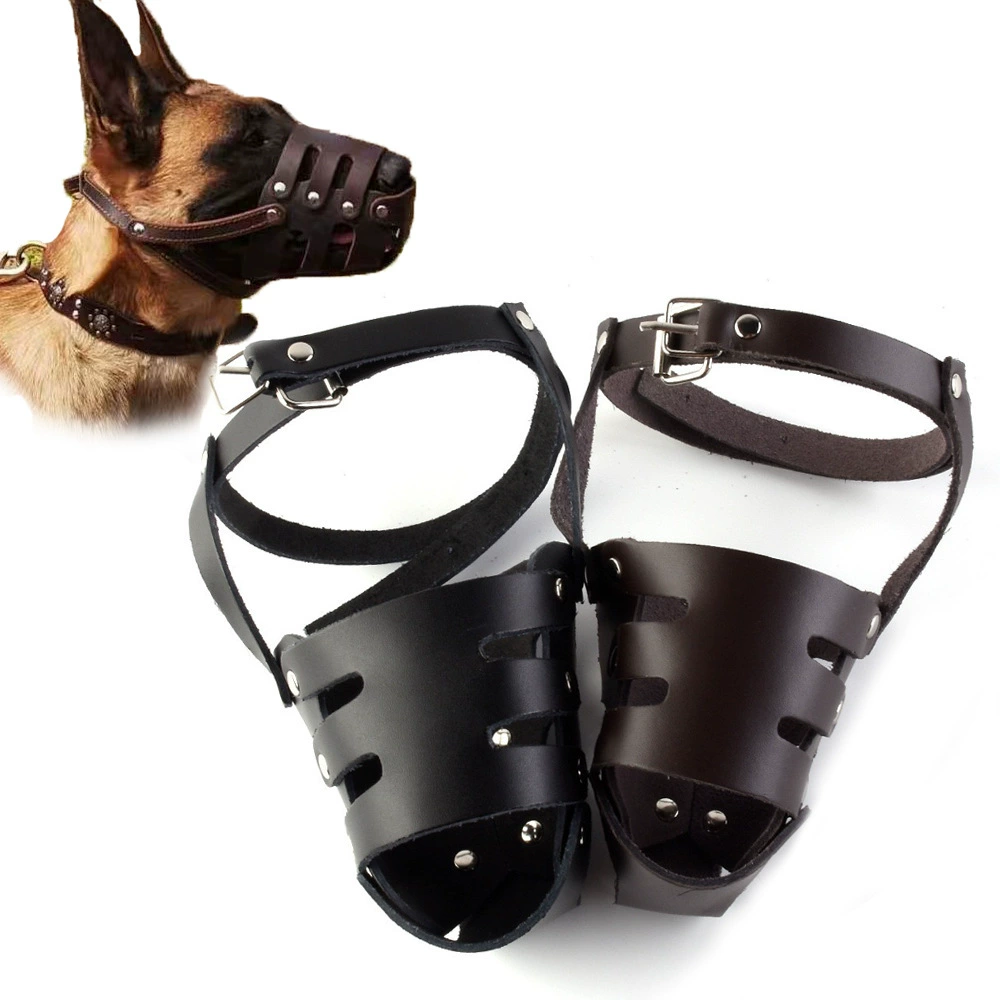 Amazon Воловья кожа Рукав рот для собак Клетка для рта домашних животных Защита от укусов Защита от лая Рукав для собак Товары для собак