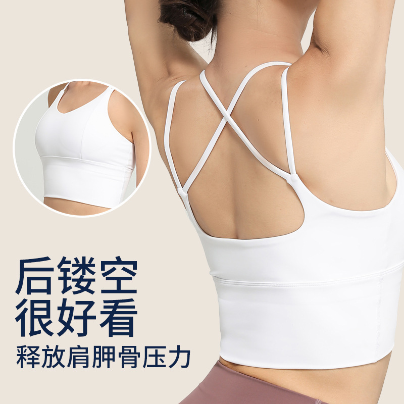 Ropa interior deportiva europea y americana de las mujeres de primavera y verano a prueba de golpes push-up yoga chaleco running fitness sujetador exterior belleza sujetador trasero