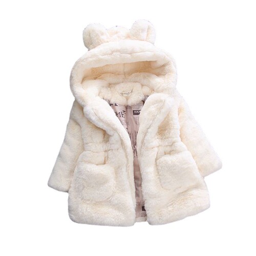 Women's children's winter and autumn new fashion wool sweater children's imitation fur ear-thick padded jacket