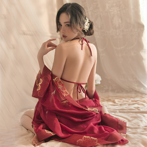 Fan Lei sexy lingerie ladies sexy classical bridal uniform pajamas see-through bellyband Hanfu pajamas set wholesale