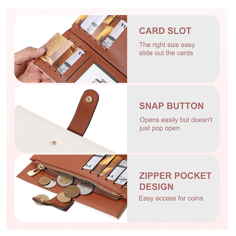 Pu transfronterizo tres carteras plegables bolsa de tarjetas en una cremallera bolsa de cambio bolsa de mano anti-magnética bolsa de mano RFID personalizada