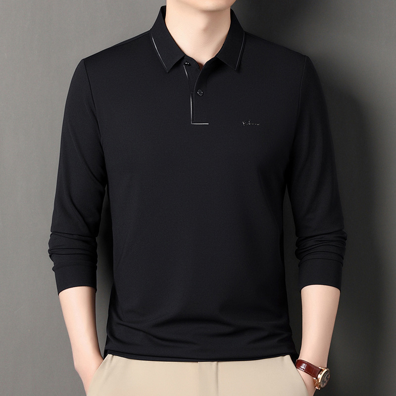 Authentic Silk Polo Shirt 2025 Spring & Fall Long-Sleeved Men's Lapel Business Casual Mulberry Silk Fashion Versatile T-Shirt Authentic Silk Polo Shirt 2025 Spring & Fall Long-Sleeved Men's Lapel Business Casual Mulberry Silk Fashion Versatile T-Shirt