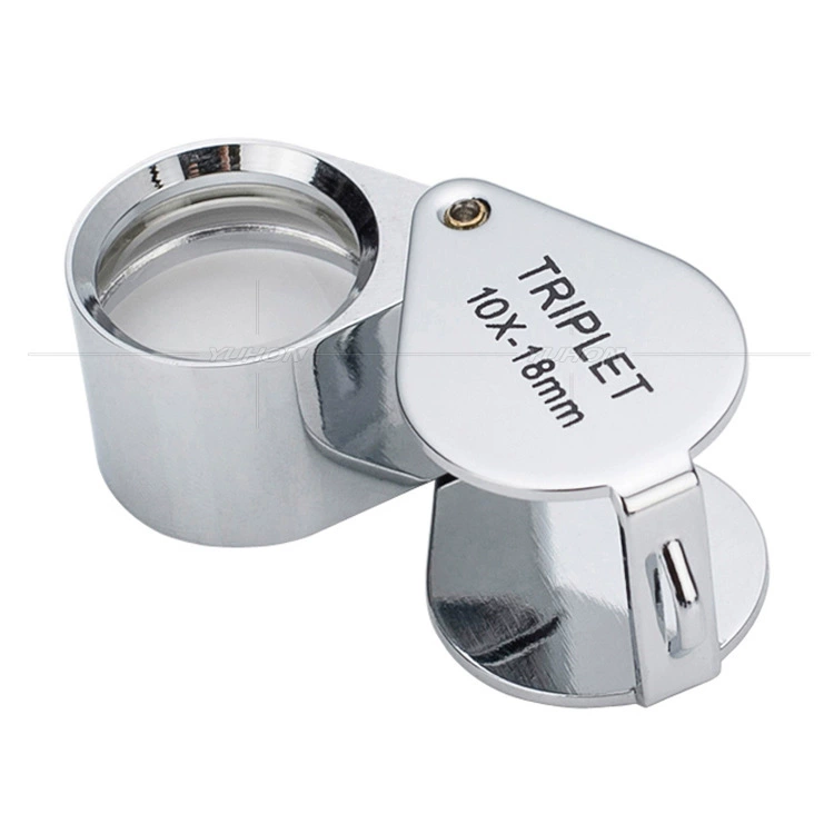 Полностью оптическая стеклянная линза 10 раз 18 мм Складная Высококачественная идентификационная увеличительная стеклянная бижутерия Нефрит Янтарная оценка нефрита