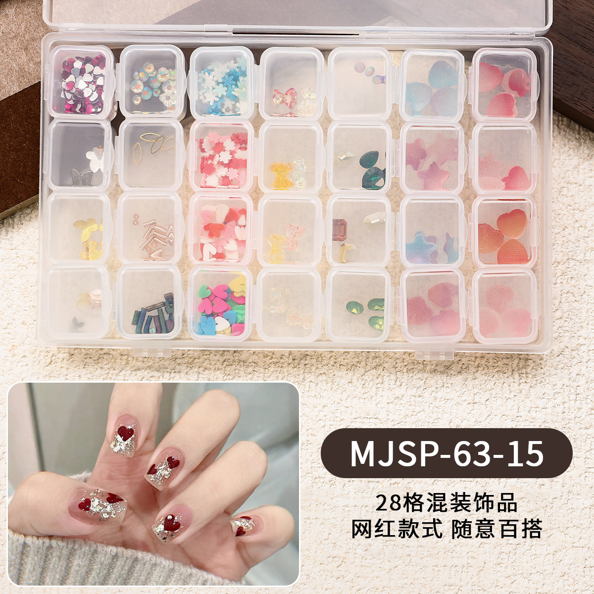 28 joyas de manicura mezcladas, perlas de acero, remaches de estrellas y lunas, conchas de metal, papel de oro y plata, accesorios de uñas, cristal