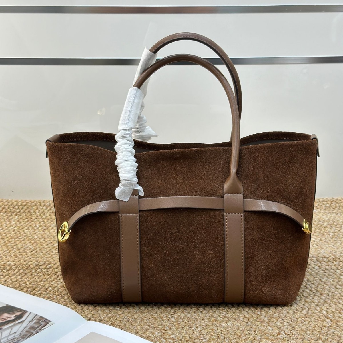 Lp Suede Tote Bag Old Money Style High-End Frosted Cowhide Handbag Large Capacity Mother-In-Law Bag Fashion Shopping Bag