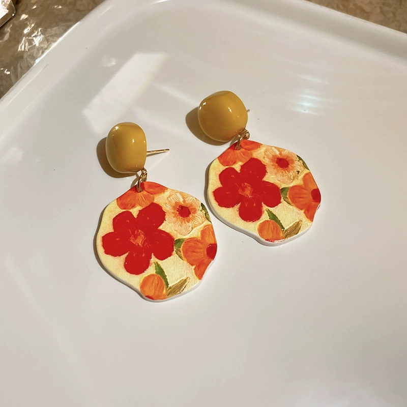 Серьги — коллекция модной желтой Fresh, цветы и минималистичные стили, гипоаллергенные штифты