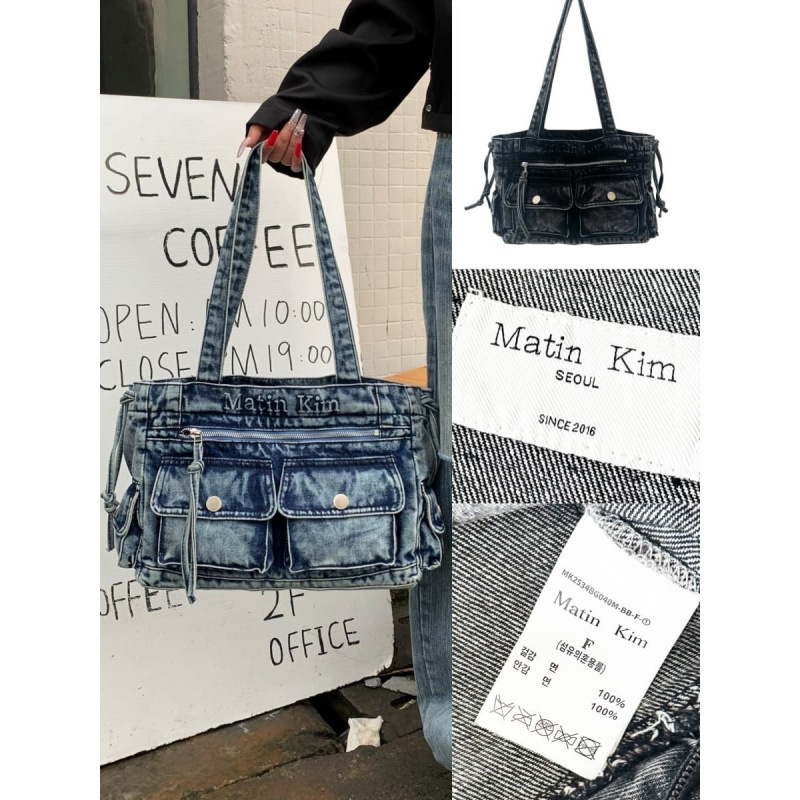 In-Stock Korean Mk Crossbody Denim Bag Korean Version Large Capacity Tote Versatile Commuter High-End Shoulder Bag
