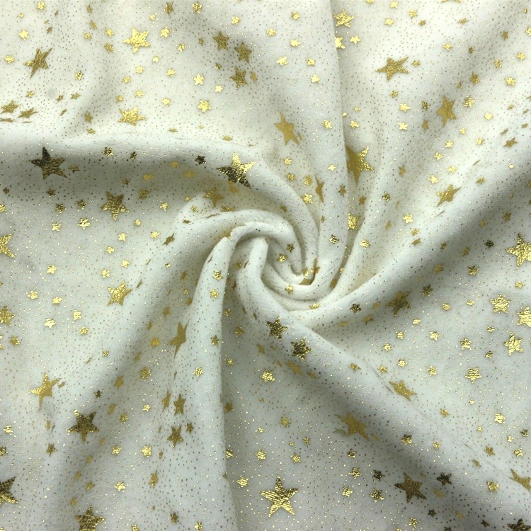 满天星烫银金仿棉绒全涤天鹅绒布服装面料蒸纱丝绒烫金天鹅绒布料