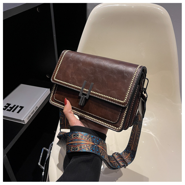 Women's Crossbody Small Square Bag Retro Contrast Colour Handbag_voghion.com